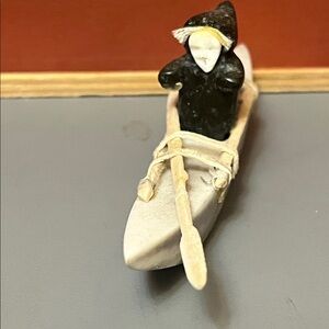 Miniature Kayak Figurine with Black Coat
